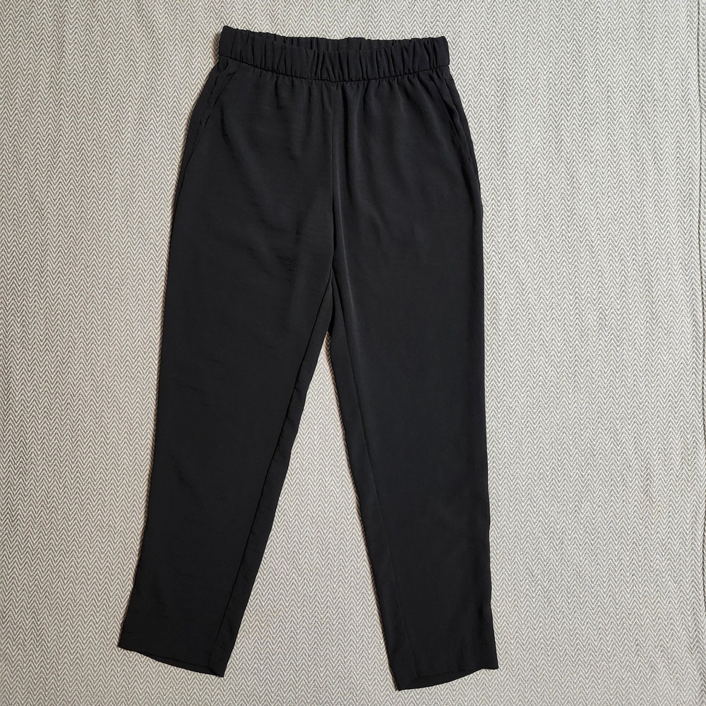 HM Womens Black Elastic Waist Tapered Pull On Trousers Pants Size 6 P/N 05755427